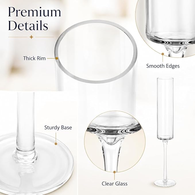 Koyal Wholesale Tall Skinny Floating Candle Holders, Modern Raised Slim Glass Hurricane Pedestal Candles Holder for Weddings, Centerpieces, Home Decor, Parties (Set of 3)