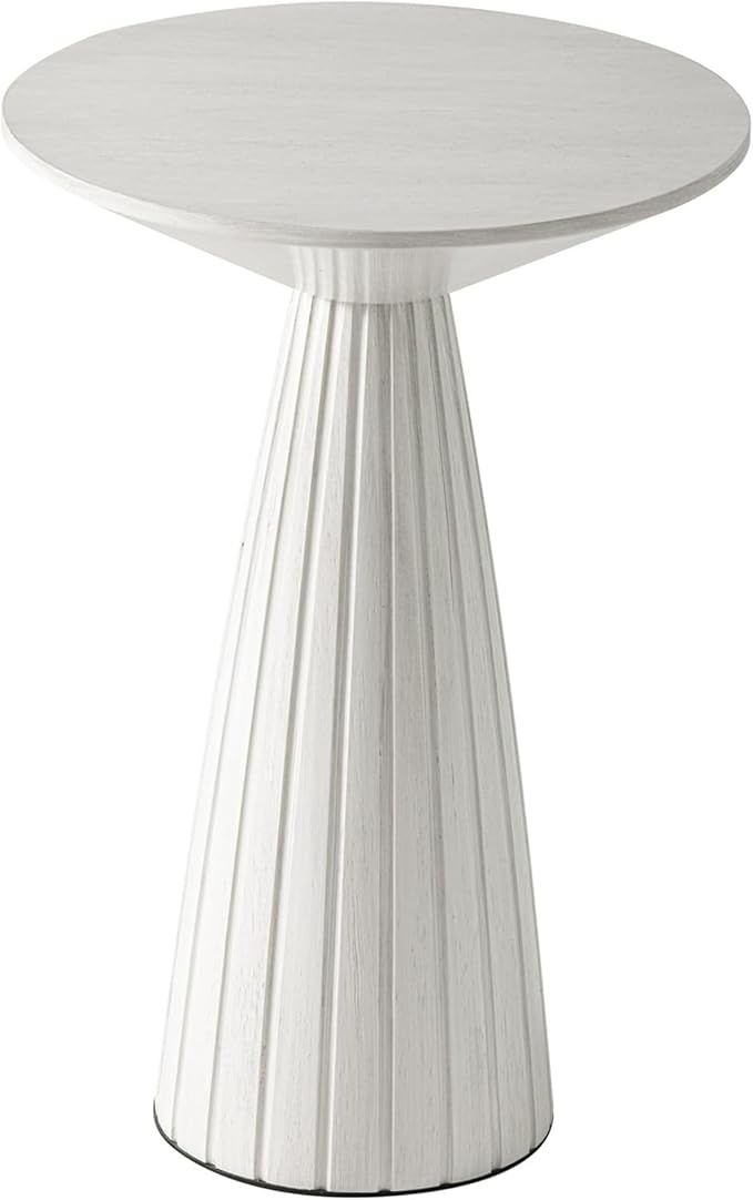 Pedestal Small Drink Table Round Martini Table Wood Plant Stand End Table for Small Space Living Room, Bedroom, White
