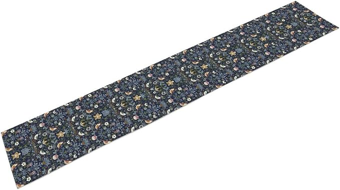 William Morris Vintage Flower Table Runner, Beautiful Vintage Boho Floral Tree Plant Birds Pattern Dinner Runner for Home Kitchen Dining Table 13x90 Inch