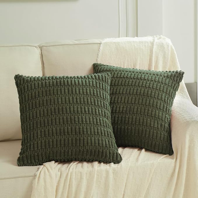 Fancy Homi 4 Packs Decorative Throw Pillow Covers for Living Room Couch Bed, Modern Farmhouse Boho Home Décor Accent Cushion Case, 16" x 16", Olive Green