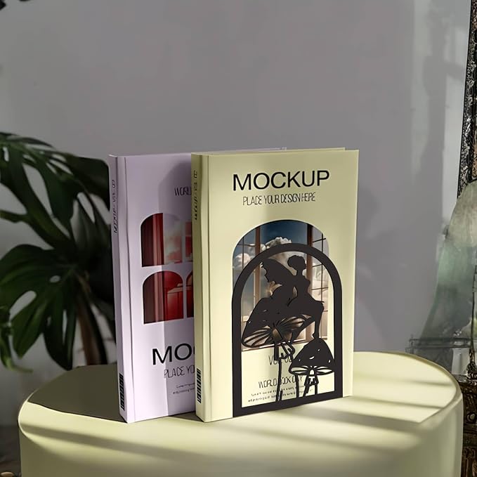 CRASPIRE 1 Pair 5.3x4.3x7.8 Metal Bookends for Shelves Heavy Duty Study Non-Skid Desk Black Fairy Mushroom Decorative Tall Bookend Holder Stand for Creative Organizer Support Christmas Birthday Gifts