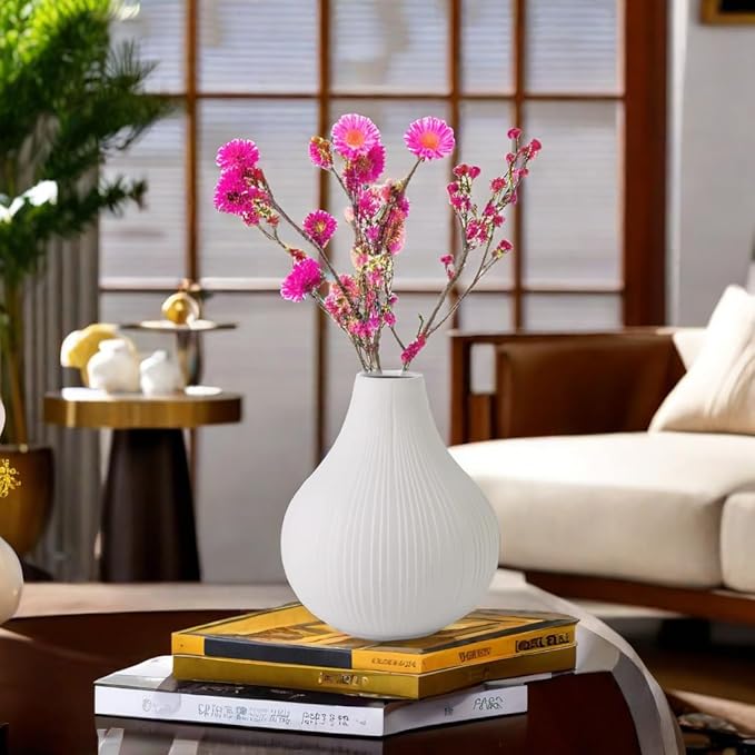 Large Ceramic Vase Modern Vase Gray Vase for Room，Big Belly Vases Minimalism Style for Home Decor，Flower Vases Decorative Vase for Shelf Decor/Table/Living Room/Office (Grey, 9.5Inches)