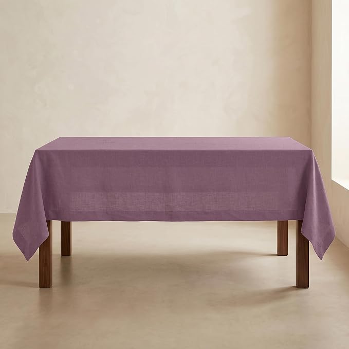 Solino Home Linen Tablecloth 60 x 108 Inch - 100% Pure Linen Mulberry Table Cloth for Rectangle Tables - Fete, Machine Washable Tablecloth for Summer