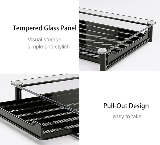 SEVENLINE Crystal Tempered Glass Coffee Pod Storage Drawer Compatible with Nespresso OriginalLine Capsules Holder 60 Original Line Pods Holds Kitchen Organizer