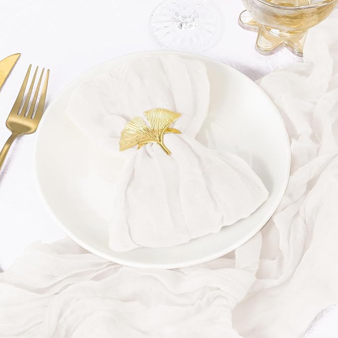 DeZerlor 100 Pack Ivory White Cheesecloth Napkins Summer Cloth Napkins Set of 100 Dinner Napkins Bulk 21x21 Inches for Wedding Bridal Shower Baby Shower Parties