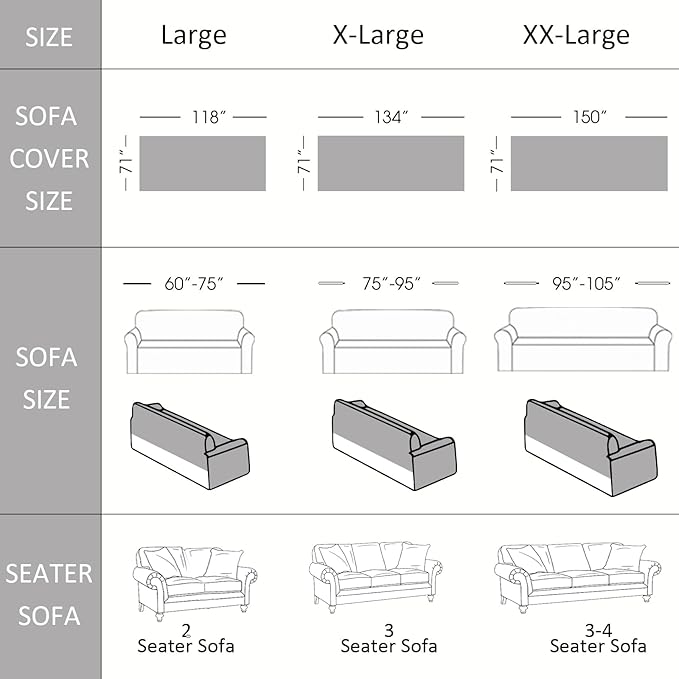 VClife Chenille Sofa Cover Bohemian Striped Pattern Couch Cover for 3 Cushion Sofa - Gray Creamy White Textured Sofa Slipcover Washable Furniture Protector for Couch Decorative Couch Cushion Cover