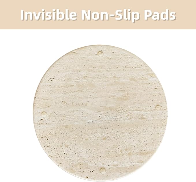 Natural Travertine Vanity Tray – Round Beige Marble Tray for Bathroom, Jewelry, Candle, Perfume, Nightstand & Kitchen Decor, 10 Inch Wabi-sabi Style Decorative Stone Catchall Organizer