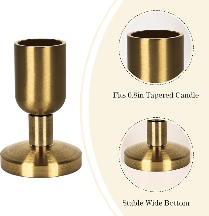 SHOHAYTO Vintage Gold Taper Candle Holders Set of 4, Gold Candle Stick Holders for Dining Table, Wedding Centerpiece, or Festive Mantel Decor