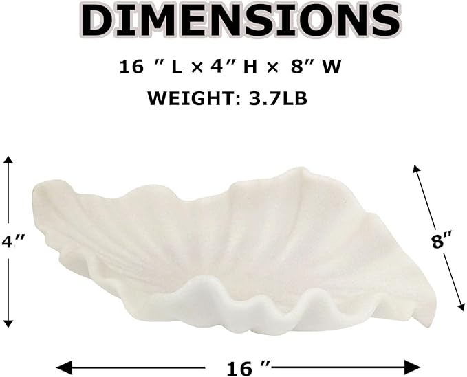 Off White Large Decorative Bowl - 16” Fruit/Key/Purse Bowl for Home Decor - Coffee Table & Entryway Table Decor - Scalloped Ruffle Bowls - Unique Centerpiece Bowls(Big)