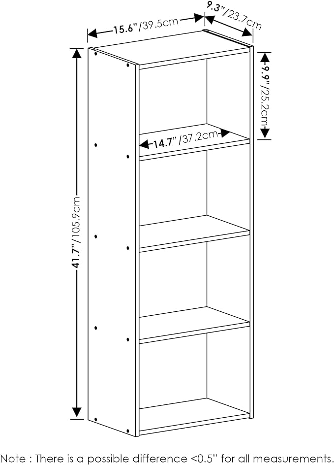 Furinno Luder Bookcase / Book / Storage, 4-Tier, Blackwood