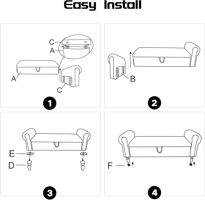 51.5" Corduroy Bench for Bedroom End of Bed, End of Bed Bench with Storage, Bed Benches for Foot of Bed with Rolled Arms, Upholstered Storage Bench for Entryway, Living Room, Hallway