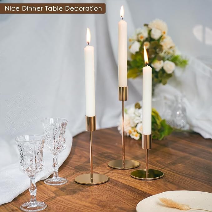 Gold Candlestick Holders Bulk for Taper Candles Decorative Metal Candelabra Candle Holders Fit 0.8 Inch Diameter Candles Gold Taper Candle Stands for Wedding Home Party Table Decor (Set of 45)