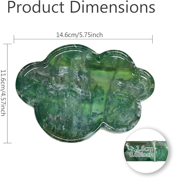 Natural Marble Tray Cloud Shape Vanity Trays, Jewelry Trays Holder Dish for Bathroom Countertop Home Decor Gift Green