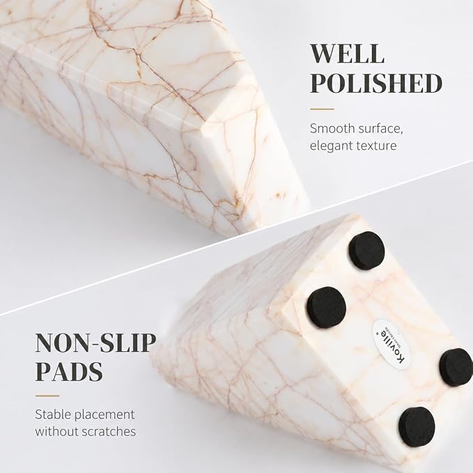 Koville Marble Bookends for Shelves, Large Bookends for Heavy Books, Natural Stone Book Stopper for Books CD Movies, Aesthetic Decorative Book Ends, Bookshelf Table Home Decor(Golden Spider)