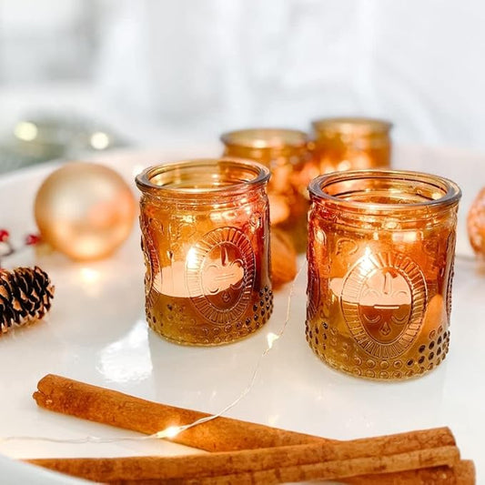 Amber Tea Light Holder - 20pcs - Vintage Glass Tealight Candle Holders by Kate Aspen, Home Décor Table Decoration Favors Gifts for Wedding, Bachelorette, Bridal Shower & Baby Shower Party