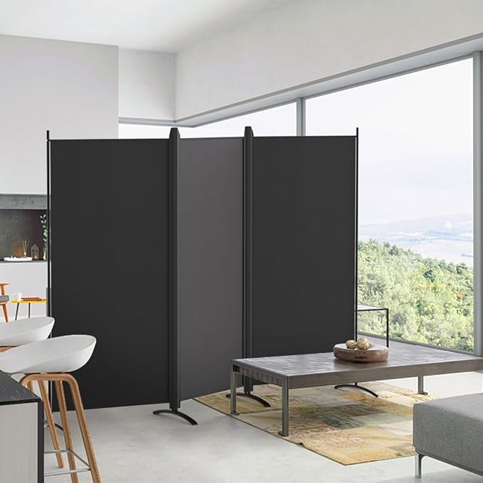 Kokorona 3 Panel Room Divider, 6FT Tall Folding Privacy Screen Wall Dividers, Portable Privacy Screen Freestanding Room Divider for Room Separation, Included - Cover Strips, Grey, 102''W x 71''H