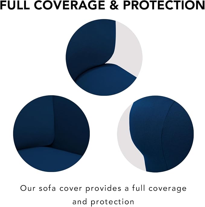 PureFit Super Stretch Sofa Slipcover – Spandex Non Slip Soft Couch Sofa Cover, Washable Furniture Protector with Non Skid Foam and Elastic Bottom for Kids, Pets (Oversized Loveseat, Navy)