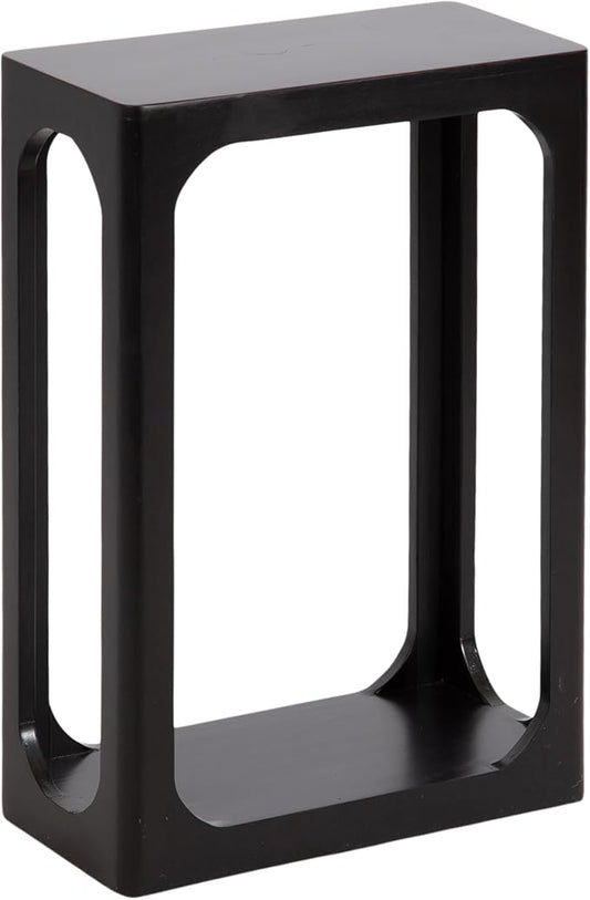 Kate and Laurel Dahl Modern Slatted Wooden Slim Side Table, 16 x 8 x 24, Black, Transitional Wood Narrow End Table for Use as Living Room Plant Stand or Small Bedroom Nightstand