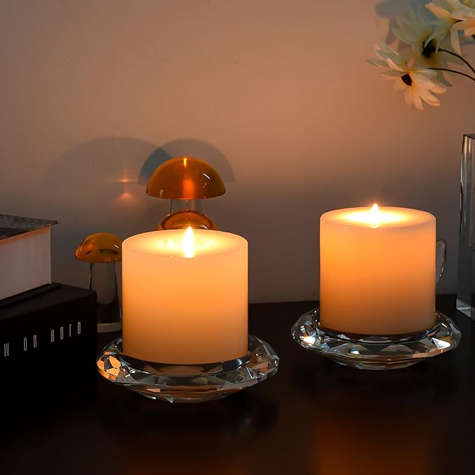 Crystal Taper Candle Holders, Set of 2 Crystal Decorative Candle Stand Centerpiece for Table Wedding Dinning Party