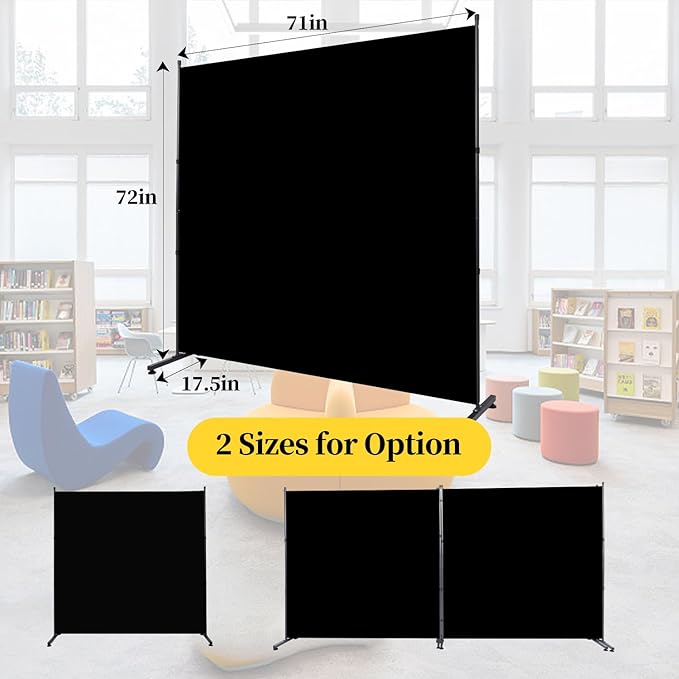 Room Divider 6FT 2 Panel Privacy Screen, 142'' Wide Fabric Indoor Room Divider Wall Divider for Room Separation, Portable Room Partitions and Dividers Freestanding Temporary Wall Room Separators