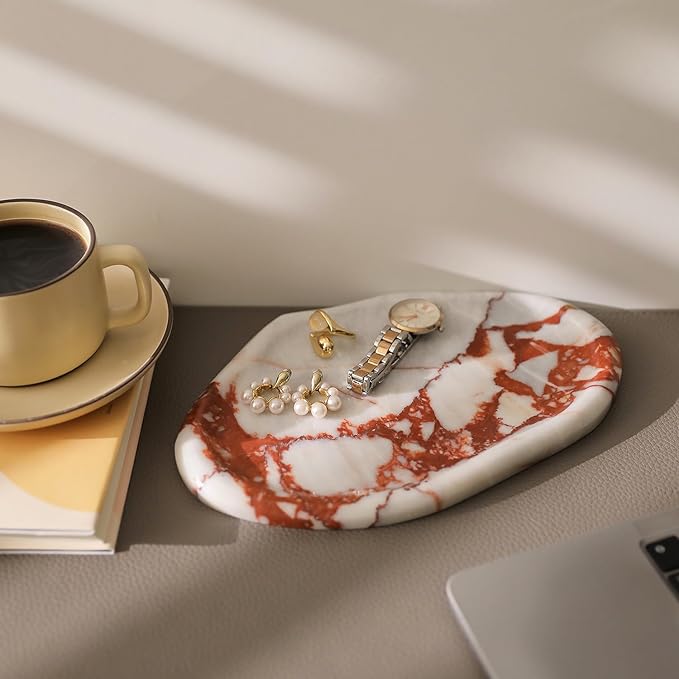 Natural Marble Cloud Shape Jewelry Tray, Key Tray for Entryway Table, Jewelry Dish Trinket Tray for Home Décor, Ring Holder for Women Gift, DAEBFC