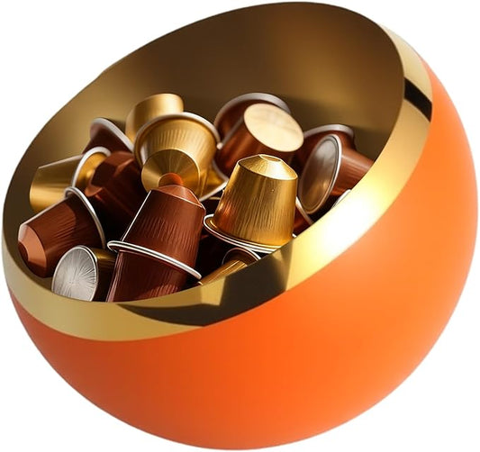 Coffee Pod Holder, Large Capacity Stainless Steel Storage Rack for Coffee & Espresso Pods - Countertop Coffee Bar Accessories (Orange without base, Large)