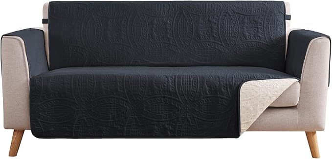 Water Repellent Loveseat Cover for 2 Cushion Couch, Machine Washable Love Seat Quilted Couch Covers, Pet Friendly Loveseat Slipcovers (Loveseat 48", Blue Gray)