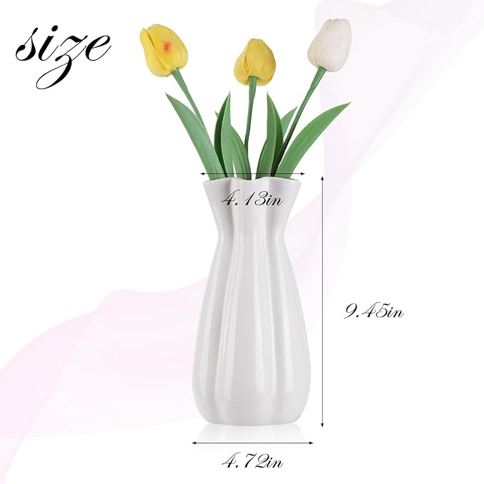 Unique Plain Designed Ceramic Modern Decorative Bouquet Vases Minimalism Flower Vases for Office Living Room Cabinet Wedding Decorations - 9.45’’