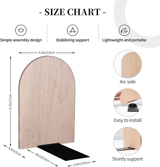 Ouqiuwa Vintage American Flag Wood Book Ends L-Shaped for Shelf Holders 2 Pcs, US Flag Book Organizers 4.2 * 6.7 Inches Decorative for Home Office Library