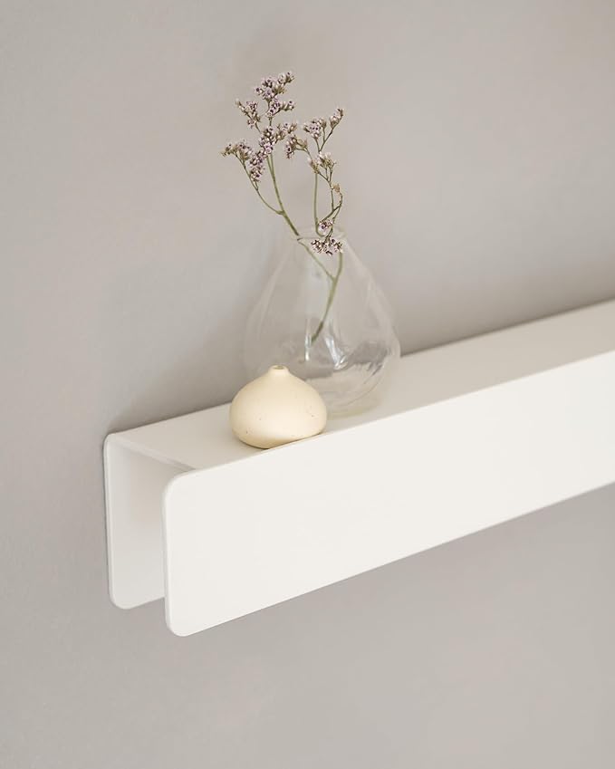 Kazai. Coat Rack Wall Mount 'Kian' | Modern Coat Rack with Hidden Hooks and Shelf | Designer Metal Wall Mounted Clothes Hook | Heavy Duty Entryway Wall Hanger | White
