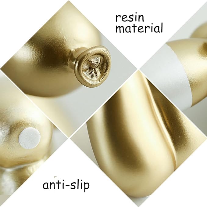 Cute Gold Resin Dog Statue Decoration for Modern Home Desktop, Living Room, Office