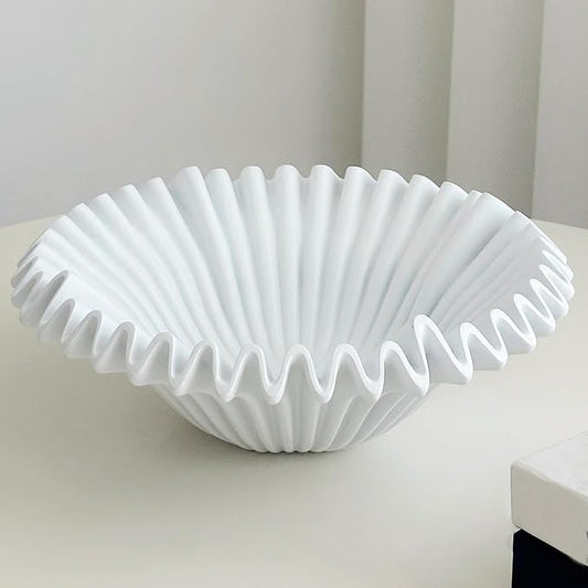 LALASTAR Fruit Bowl for Kitchen Counter, Large Decorative Bowl for Entryway Table, Ceramic Centerpiece Bowl for Modern Home Decor, Kitchen Decor, 10", White