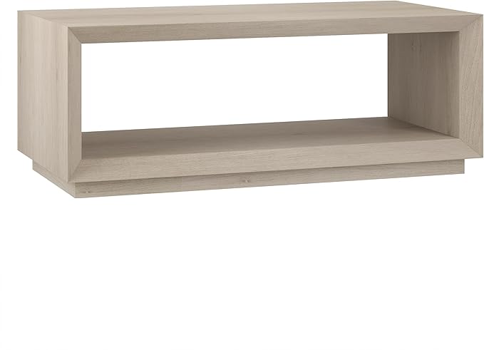Henn&Hart 48" Rectangular Coffee Table with Open Storage Shelf for Living Room, Family Room, or Office, Beech White