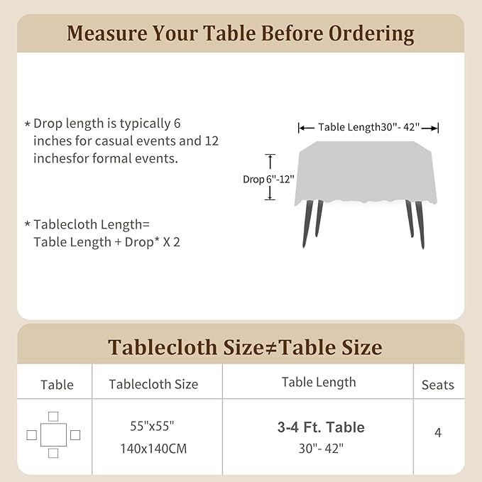 Laolitou Rustic Tablecloth Cotton Linen Waterproof Tablecloths Burlap Table Cloths for Kitchen Dining Cloth Table Cloth for Rectangle Tables Light Grey Stripes Square,55"x 55",4 Seats