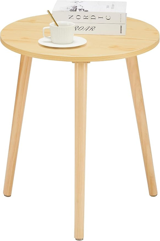 Apicizon Small Round Side Table, Modern Light Wood Side Table Bedside Nightstand End Table for Small Spaces, Bedroom, Living Room, 16.5 x 20 Inches, Natural