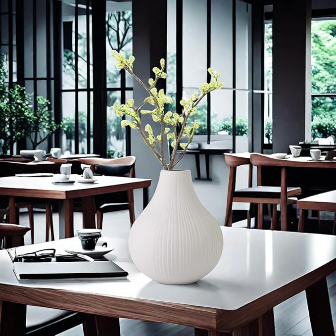 Large Ceramic Vase Modern Vase Gray Vase for Room，Big Belly Vases Minimalism Style for Home Decor，Flower Vases Decorative Vase for Shelf Decor/Table/Living Room/Office (Grey, 9.5Inches)