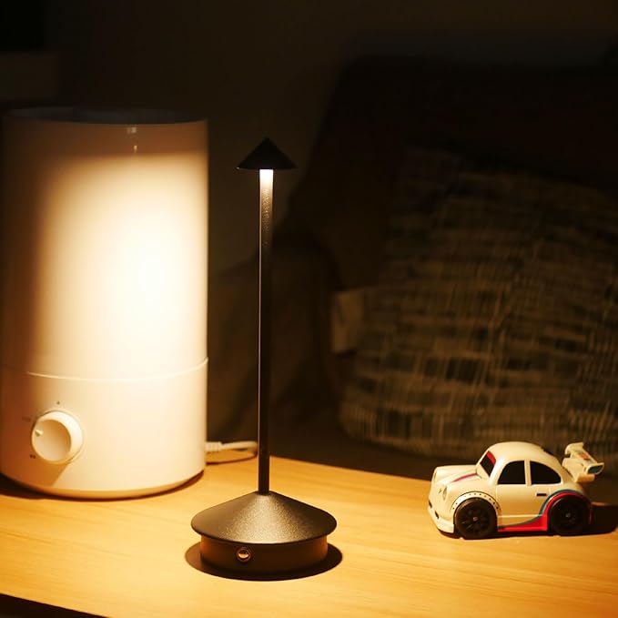 Cordless LED Table Lamp, Rechargeable 5200mAH Battery Operated Lamp for Decor, 3 Color Stepless Dimming Desk Lamps, for Restaurant, Bedroom, Outdoor Camping, Coffee Shop, Night Light