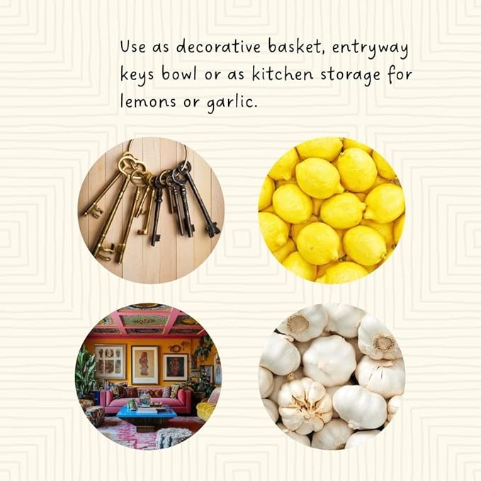 Small Harvest Basket for Garden Herbs and Vegetables, Natural and Turquoise, 10 Inch Wide