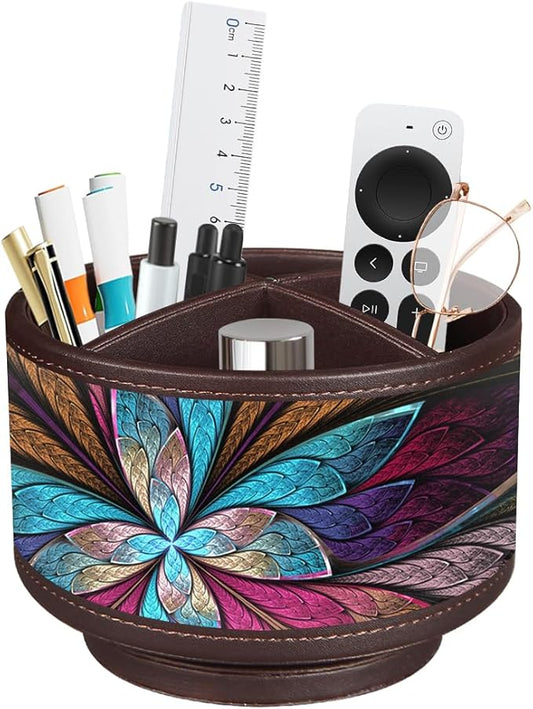 TV Remote Control Holder for Table, 360 Swivel Pen Holder for Desk Organizers and Accessories, Nightstand Organizer Caddy for Media Controllers/Office Supplies, Bedside Decorations for Living Room
