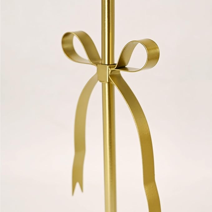 Gold Candle Holders Set of 2 Metal Taper Candle Stands with Bow Design, Modern Decorative Candlesticks for Dining Table, Wedding, Fireplace, Holiday & Christmas Decor
