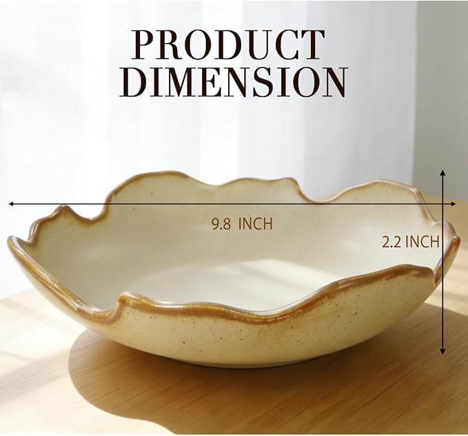 Decorative Bowl, Ceramic Fruit Bowl For Kitchen Counter, Purse Bowl For Dining Table Centerpiece Decor, Key Bowl For Entryway Table Coffee Table Top, Stone Large Luxury Bowls For Home, 9.8"X2.2"