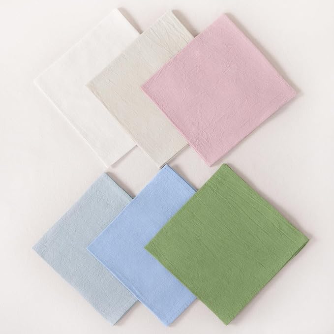 Socomi Cloth Napkins Blue Summer Washable Reusable Bulk Linen Cotton Napkins Set of 4 17"x17" for Wedding Party Bridal Baby Shower Birthday Dining Table Decorations