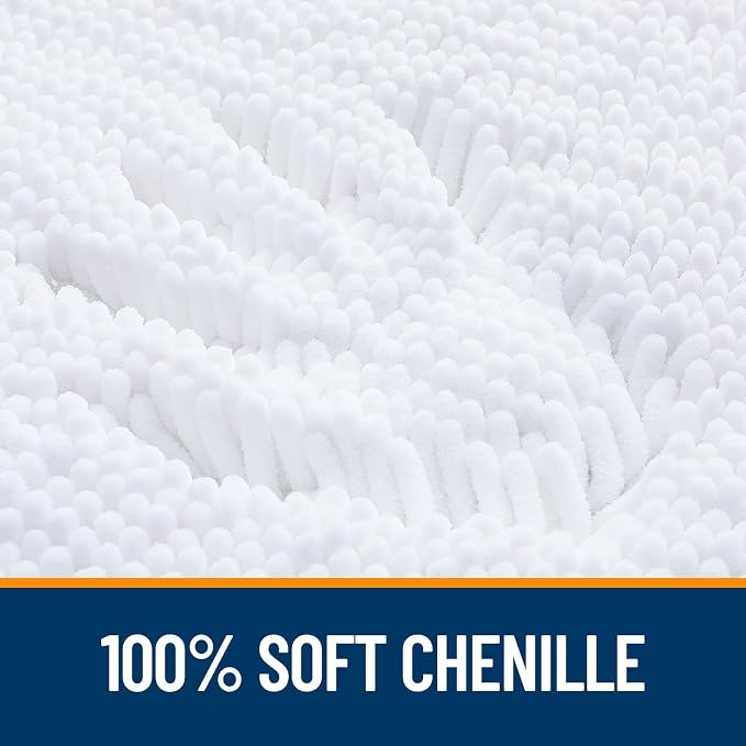 OLANLY Toilet Rugs U-Shaped 20x20, Extra Soft Absorbent Chenille Contour Bathroom Rugs for Toilet, Dry Quickly, Machine Washable, Non-Slip Bath Mat, White