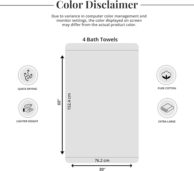 Tens Towels Pack of 4 Extra Large Bath Towels 30 x 60 Inches, 100% Cotton, Larger & Lighter Weight, Quicker to Dry, Super Soft and Absorbent, Perfect for Bathroom, Burgundy