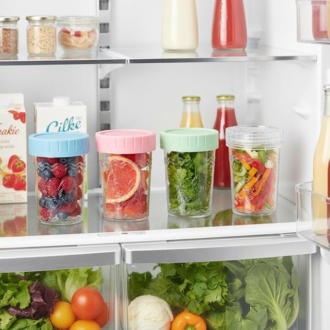 2-Pack 20oz Glass Jars with Lids, glass yogurt containers with lids, wide mouth mason jars, BPA free Food Storage Containers for Snacks, Yogurt, Salad, Meal Prep, Jar Déco (White)