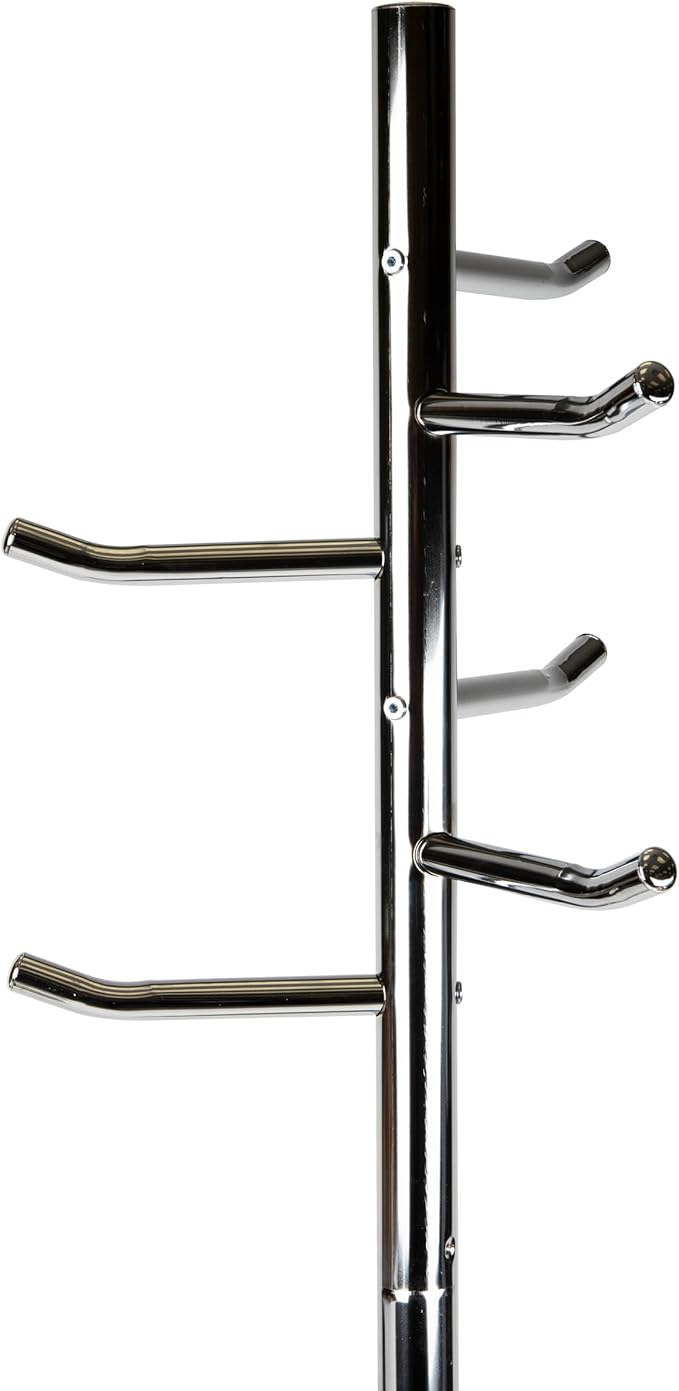 Mind Reader Freestanding Coat Rack, Multi-Hook Organizer for Office or Entryway, Metal, Silver