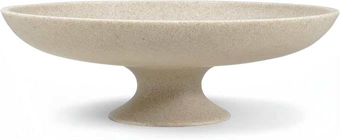 Beige Decorative Fruit Bowl, 11.45" Large Modern Pedestal Bowl for Kitchen Counter, Coffee Table, Entryway Table, Centerpiece Catch All Key Bowl