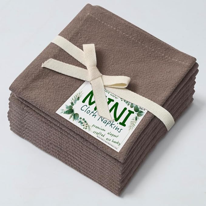 Urby Eco Hanky 10x10in Reusable Linen/Cotton Napkins. Small Cloth Napkins. Eco Friendly. Ideal Use As Kids Napkins for Lunch. Dinners. Occasions Like Weddings,Birthday,Cocktail Parties. (KH,12pk)