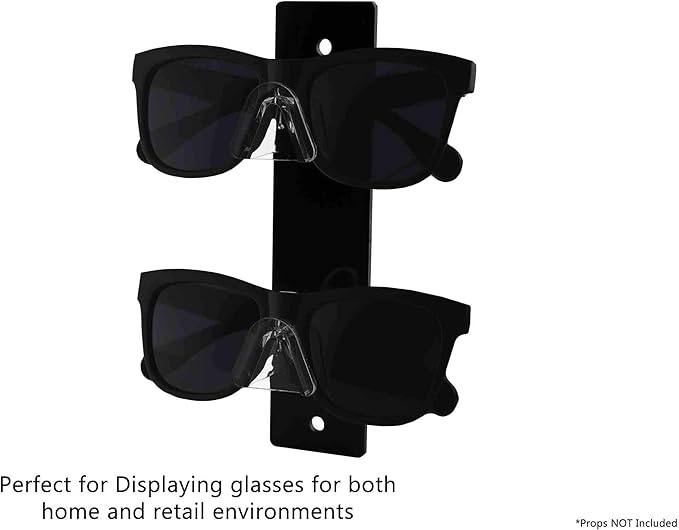 Marketing Holders 4 Pack Eyeglasses Holder Sunglasses Black Acrylic Back Clear Nose Wall Mount Glasses Display Rack with Hanging Hardware 2 Tier Bifocals Spectacles Eye Doctor Office