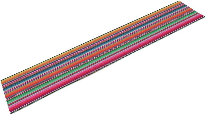 YCness Mexican Striped Table Runner Mexican Poncho Pattern Traditional National Ornament Table Runner for Party Living Room Home Bedroom Kitchen, 13x90 Inch
